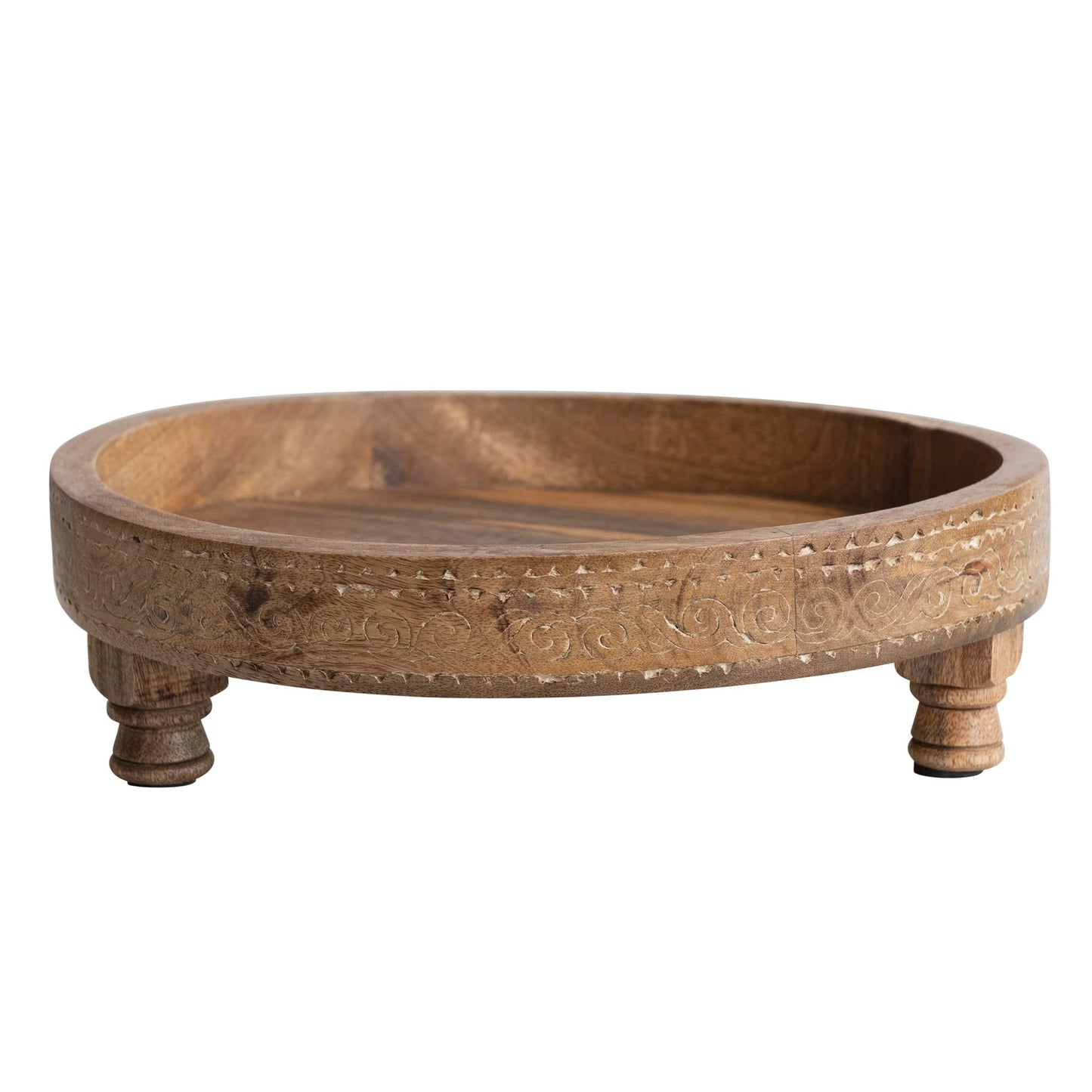 Artisan Footed Wooden Tray – Mango & Reclaimed Wood Elegance